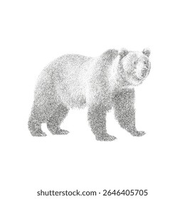 Bear Dotwork Illustration – Black and White Stippling Drawing of a Grizzly or Brown Bear	
