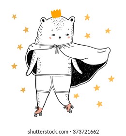 bear drawing - funny vector children illustration