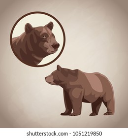Bear drawing over brown background