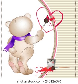 Bear draws a heart