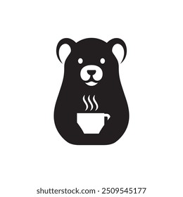 bear drink coffee mascot logo design vector