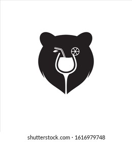 bear and drink logo design vector