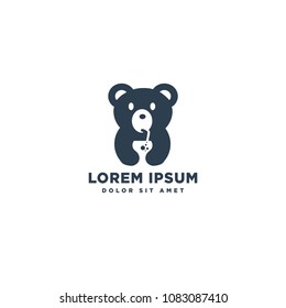 bear drinking vector negative space logo template