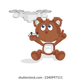 el oso con carácter drone. vector de mascota de dibujos animados