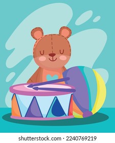 bear drum and ball toys