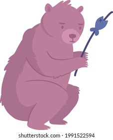 Bär frisst Fischcartoine, Vektorgrafik