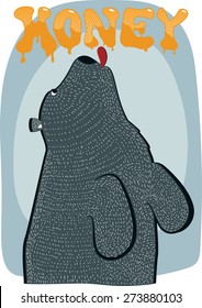 Bear eating honey vector.
