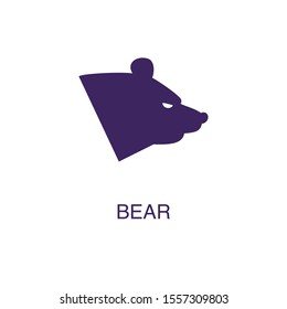 Bear element in flat simple style on white background. Bear icon, with text name concept template
