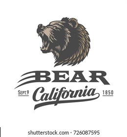 Bear emblem, logo, California illustration vector
