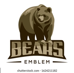 Bear emblem-vector illustration, logo design on a white background