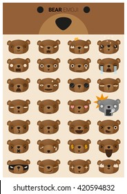 Bear emoji icons, vector, illustration