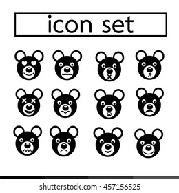 bear emotion icon set illustration design