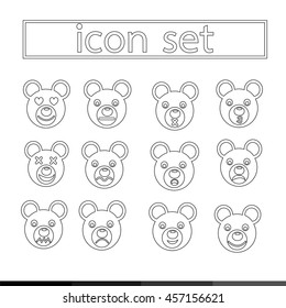 bear emotion icon set illustration design