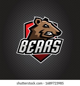 Bear E-sport mascot logo design. Angry bear illustration tshirt printing.