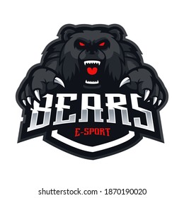 Bear esport mascot logo design vector with modern illustration concept style for badge, emblem and t shirt printing. Black bears for  sport team