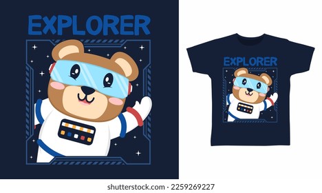 Bear explorer cartoon tshirt arts design