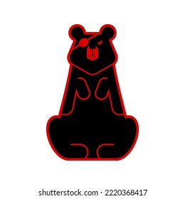 Bear with an eye patch. One-eyed predator. crippled grizzly