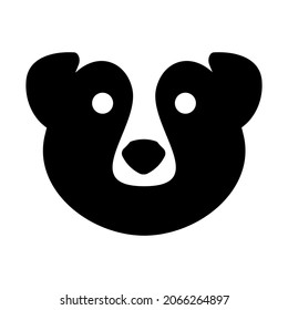 Bear face, black sign for design on a white background, vector illustration