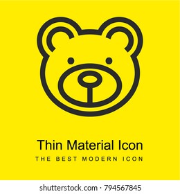 Bear face bright yellow material minimal icon or logo design