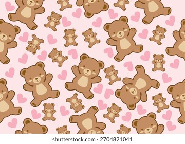 Cara de oso personaje de dibujos animados lindo marrón sin fisuras patrón de tela de Ilustración vectorial de impresión textil