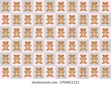 Bear face character cartoon cute brown seamless pattern vector illustration fabric textile print