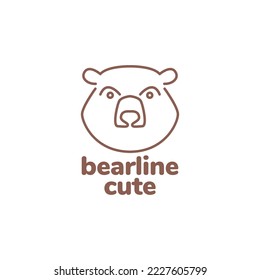 bear face cute lines logo design
