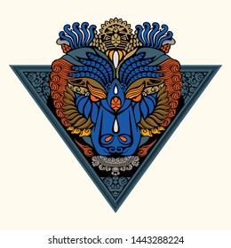 bear face. ethnic bear artwork detai for logo. cafe, bar, biker, wallpaper, surfboard, sticker, t shirt, interior decoration and tattoo