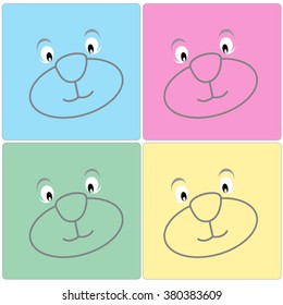 Bear face in four color set