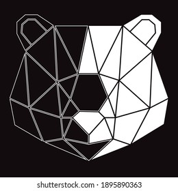 Bear face. Geometric Line art, vector illustration.