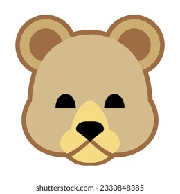 Icono de la cara del oso, vector plano emotiji aislado en fondo blanco. Emotismo animal