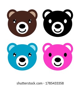 Bear face icon vector isolated on white background.