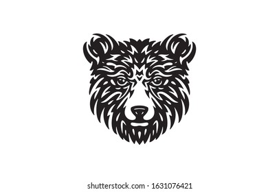 Bear face logo black on white background