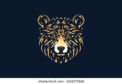 Bear face logo gold on dark background