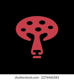 Bear face and mushroom simple logo design