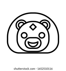 Bear face with outline icon vector