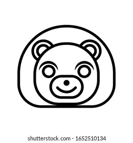 Bear face with outline icon vector