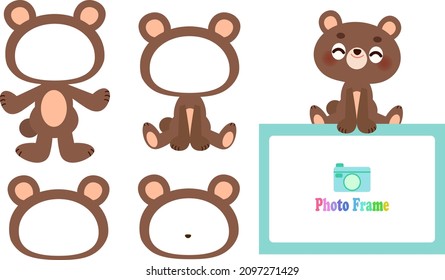 Bear Face Photo Frame Illustration Set