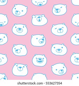 Bear Face teddy polar Seamless Pattern wallpaper background Pink Blue