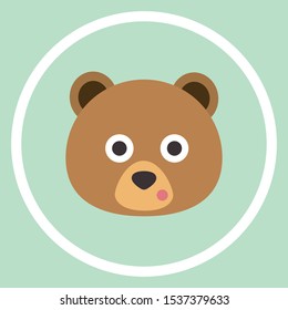 Bear Face Vector Flat Icon