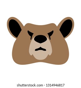 bear face, vector illustration ,  front view, flat style