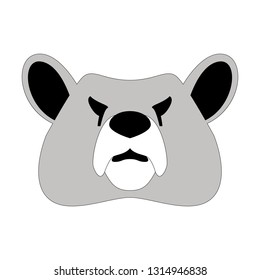 bear face, vector illustration ,  front view, flat style