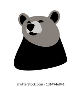 bear face, vector illustration ,  front view, flat style