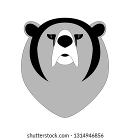 bear face, vector illustration ,  front view, flat style