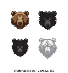 Bear face vector set minimalist style, Illustration, vector