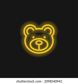 Bear Face Yellow Glowing Neon Icon