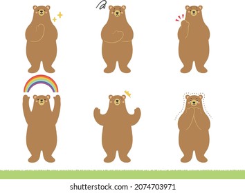 Bear facial expression set, emotions 02