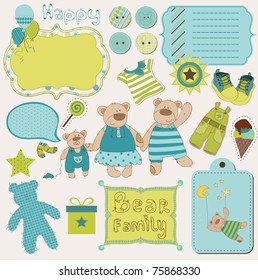 Bear Family Baby Scrap - big set of design elements