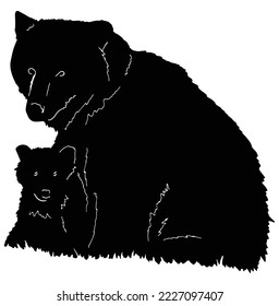 Bear family black silhouette animals