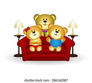 Bear Family On Couch
