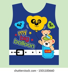 the bear and family are playing balloons,cartoon vector illustration